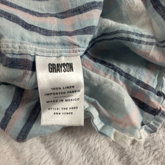 Grayson Womens Plaid Long Sleeve Button-Down The Hero Shirt Size 3 Linen Blue - Picture 4 of 8